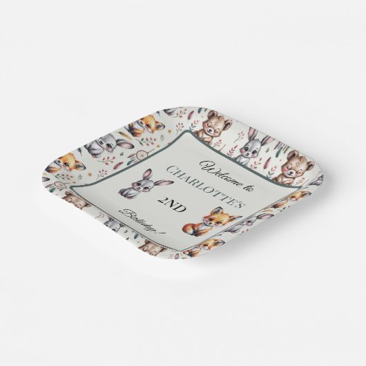 Whimsical Woodland Boho Verjaardagsnaam Papieren Bordje (Gebogen)