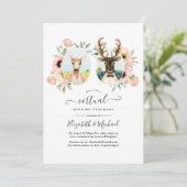 Whimsical Woodland Boseland Herten Virtueel Huweli Kaart (Staand voorkant)