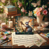 Whimsical Woodland Bunny Musical Pasen Feestdagenkaart