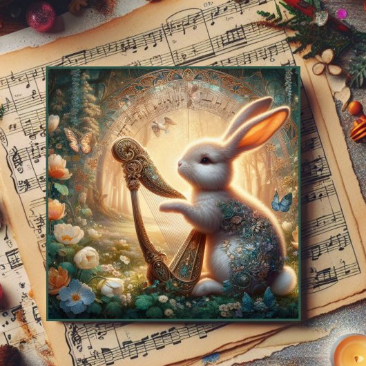 Whimsical Woodland Bunny Musical Pasen Feestdagenkaart