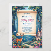 Whimsical Woodland Castle Fairy First 1st Birthday Kaart (Voorkant)