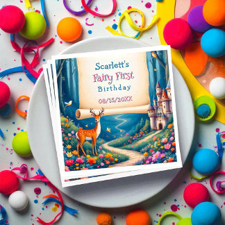 Whimsical Woodland Castle Fairy First 1st Birthday Servet