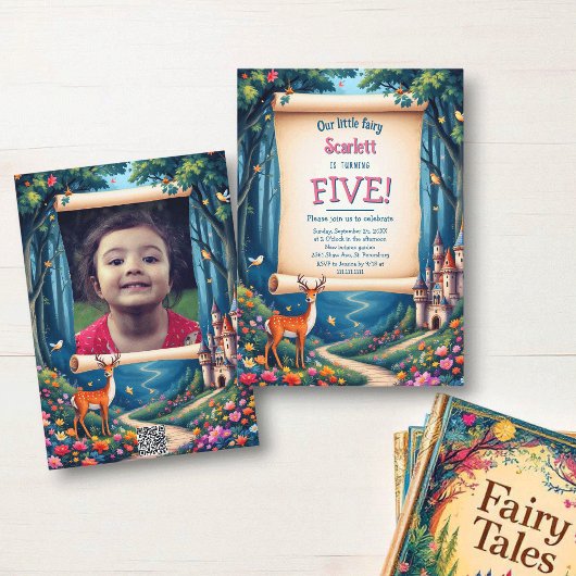 Whimsical Woodland Castle Fairytale Kid's Birthday Kaart
