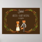 Whimsical Woodland Cat & Fox bruiloft in uitvoerin Poster (Voorkant)