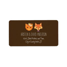 Whimsical Woodland Cat & Fox Paar Bruiloft Etiket