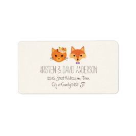 Whimsical Woodland Cat & Fox Paar Bruiloft Etiket