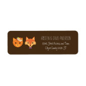 Whimsical Woodland Cat & Fox Paar Bruiloft Etiket (Voorkant)