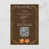 Whimsical Woodland Cat & Fox Rustic Wedding Informatiekaartje (Voorkant)