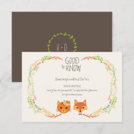 Whimsical Woodland Cat & Fox Wedding Informatiekaartje
