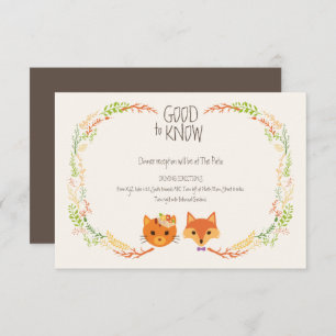 Whimsical Woodland Cat & Fox Wedding Informatiekaartje