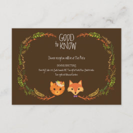 Whimsical Woodland Cat & Fox Wedding Informatiekaartje