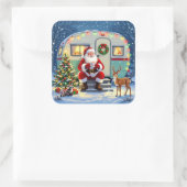 Whimsical Woodland Christmas and Retro RV Camper Vierkante Sticker (Tas)