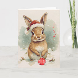 Whimsical Woodland Christmas Bunny Kaart