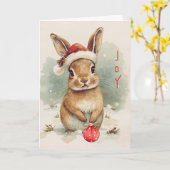 Whimsical Woodland Christmas Bunny Kaart (Gele Bloem)