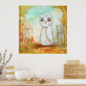 Whimsical Woodland Creature, Owl Art Poster (Keuken)