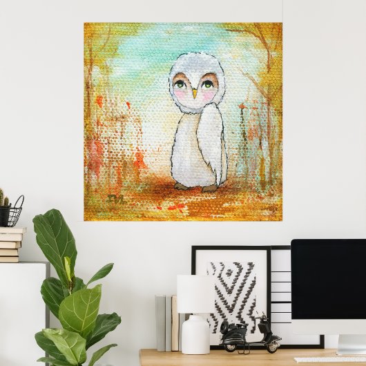 Whimsical Woodland Creature, Owl Art Poster (Thuiskantoor)