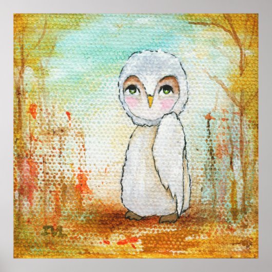 Whimsical Woodland Creature, Owl Art Poster (Voorkant)
