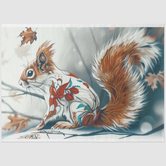 Whimsical Woodland Decoratieve Eekhoorn Decoupage Tissuepapier (Voorkant)