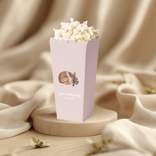 Whimsical Woodland Deer Verjaardag Popcorn Bedankdoosjes