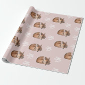 Whimsical Woodland Deer Verjaardag Roze Cadeaupapier (Uitgerold)