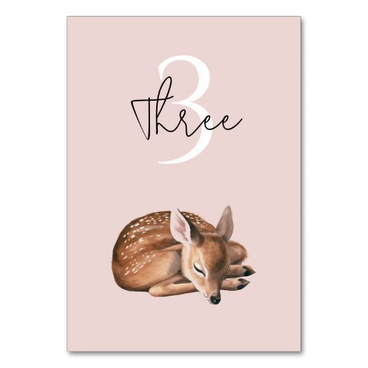 Whimsical Woodland Deer Verjaardag Roze Kaart (Voorkant)