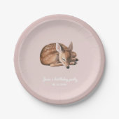 Whimsical Woodland Deer Verjaardag Roze Papieren Bordje (Voorkant)