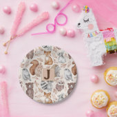 Whimsical Woodland Dieren Monogram Party Papieren Bordje (Feest)