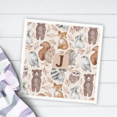 Whimsical Woodland Dieren Monogram Party Servet