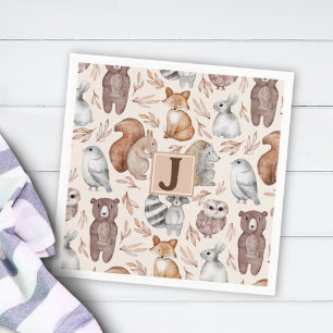 Whimsical Woodland Dieren Monogram Party Servet