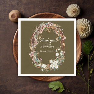 Whimsical Woodland Floral Foto Baby shower Servet
