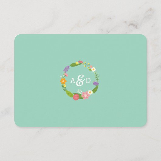 Whimsical Woodland Floral Krans Mint Insert Informatiekaartje (Achterkant)