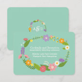 Whimsical Woodland Floral Krans Mint Insert Informatiekaartje (Voorkant / Achterkant)