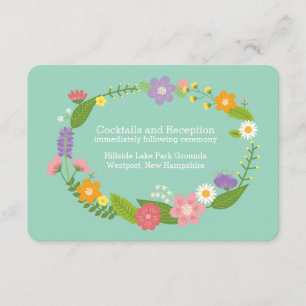 Whimsical Woodland Floral Krans Mint Insert Informatiekaartje