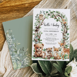 Whimsical Woodland Forest Animals Baby shower Kaart