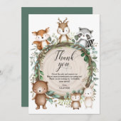Whimsical Woodland Forest Animals Boy Birthday Bedankkaart (Voorkant / Achterkant)