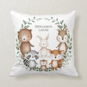 Whimsical Woodland Forest Animals Greenery Nursery Kussen
