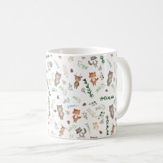 Whimsical Woodland Forest Baby Animals & Greenery Koffiemok (Voorkant rechts)