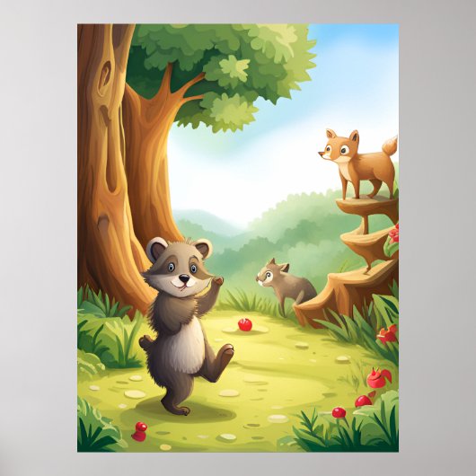 Whimsical Woodland Forest Dieren AI Generatief Poster (Voorkant)