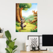 Whimsical Woodland Forest Dieren AI Generatief Poster (Thuiskantoor)