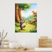Whimsical Woodland Forest Dieren AI Generatief Poster (Keuken)