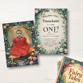Whimsical Woodland Forest Fairytale 1st Birthday Kaart