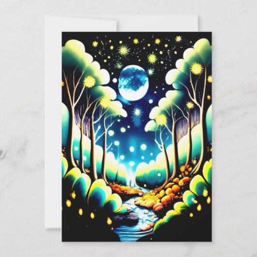 Whimsical Woodland Forest Fireflies Verjaardag Kaart (Achterkant)