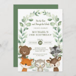 Whimsical Woodland Forest Friend Greenery Birthday Kaart<br><div class="desc">Schattig boshout met een verjaardagsuitnodiging met zoete bosjes en een elegante botanische groenmakreel</div>