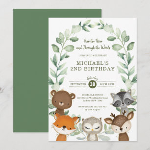 Whimsical Woodland Forest Friend Greenery Birthday Kaart