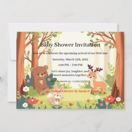 Whimsical Woodland Forest Friends Baby Shower Kaart (Voorkant)