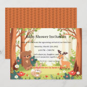 Whimsical Woodland Forest Friends Baby Shower Kaart (Voorkant / Achterkant)