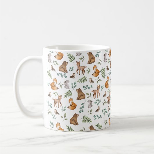 Whimsical Woodland Forest Greenery Animals Koffiemok (Links)
