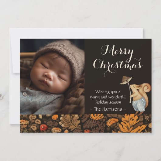 Whimsical Woodland Forest Kerstfoto Feestdagenkaart (Voorkant)