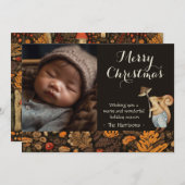 Whimsical Woodland Forest Kerstfoto Feestdagenkaart (Voorkant / Achterkant)