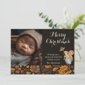 Whimsical Woodland Forest Kerstfoto Feestdagenkaart (Staand voorkant)